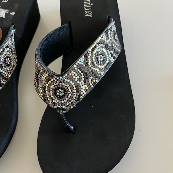 Olivia Miller Black and Silver Women's Sandals - Picture 3 of 5